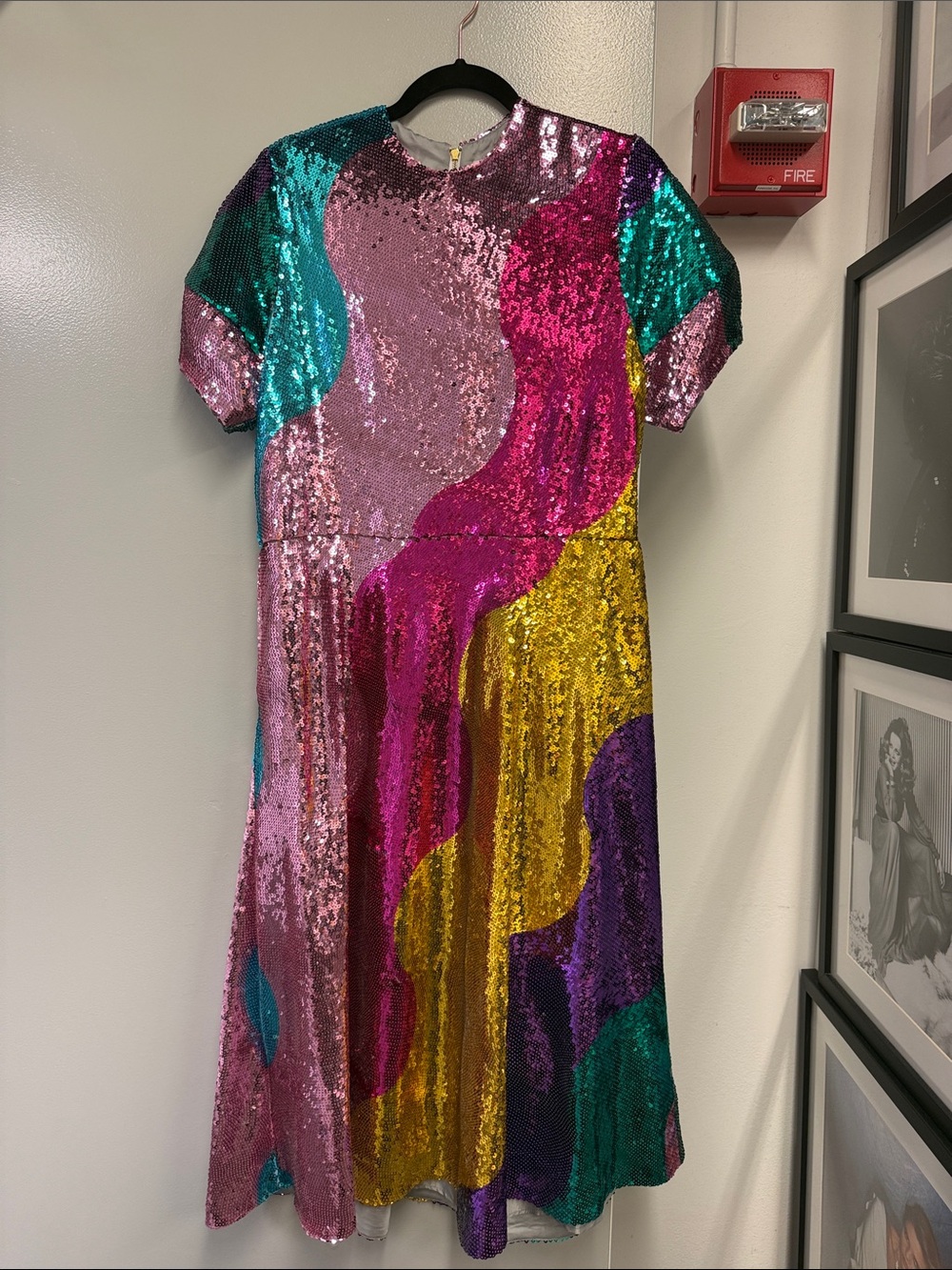 Mira Mikati Pink Sequin Dress with Multicolor Accents